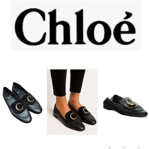 Chloe C Logo Convertible Suede Mule Nubuck Leather Loafers Size EU 42/US 11.5 - Picture 1 of 16